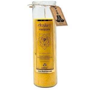 Lumânare parfumată înltă Arome Chakra Înțelepciune, parfum de flori, 320 g, galben imagine