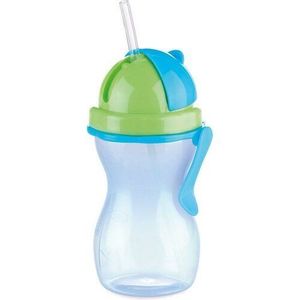 Sticlă de copii Tescoma BAMBINI, cu pai, albastru, 300 ml, albastru imagine