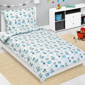 Lenjerie de pat pentru copii Bellatex Junior Mouse în ceașcă albastru, 140 x 200 cm, 70 x 90 cm imagine