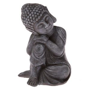 Statuetă din beton Buddha, gri închis, 16 x 11 x12 cm imagine