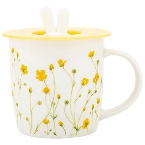 Altom Cană din porțelan Marigolds cu capac dinsilicon, 360 ml imagine