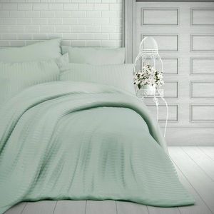 Lenjerie de pat din satin Kvalitex Stripe măsliniu, 240 x 200 cm, 2 buc. 70 x 90 cm imagine