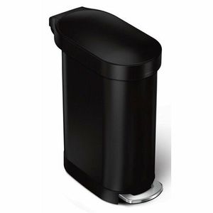 Simplehuman Coș de gunoi oval cu pedală și cadrudin oțel inoxidabil Slim 45 l, negru imagine