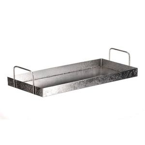 Tavă metalică cu mâner dreptunghiulară, argintie, 36 x 16 x 7 cm, argintiu imagine