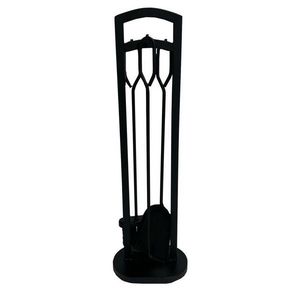 Set de unelte pentru șemineu 70 cm, 3 piese, cusuport, negru, metal imagine