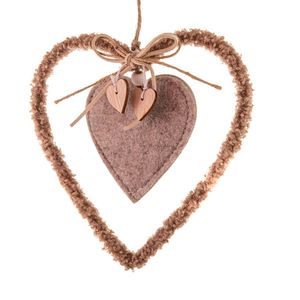 Inimă suspendată din material textil, 16 cm, fleece imagine