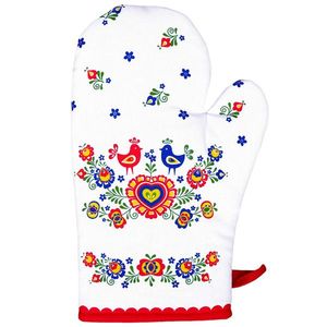 Mănușă bucătărie Folclor, roșu, 17 x 28 cm imagine