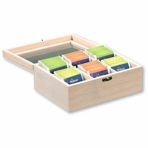 Kesper 57902 Organizator pentru ceai din bambus, 6compartimente, alb, 21, 5 x 16 x 9 cm imagine