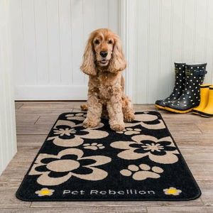 Covor PET REBELLION XL Flowers Black, 57 x 110 cm, negru imagine
