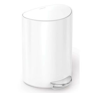 Coș cu pedală Simplehuman 6 l, semirotund, oțelalb, plastic, alb imagine