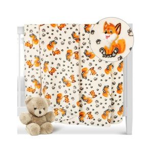 Bellatex Pătură pentru copii Ella Vulpeportocalie, albă, 100 x 150 cm imagine