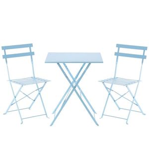 Mobilier de grădină pliabil Aldotrade Bety set albastru, masă și 2 scaune imagine