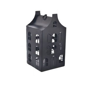 Suport metalic pentru lumânări InDecor LittleHouse negru, 10 x 10 x 19 cm imagine