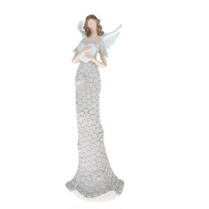 Înger din poliresină cu inimă albă, 25 x 8 cm imagine