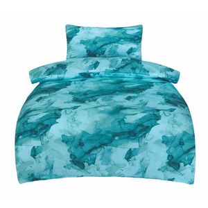 Lenjerie de pat din satin Deluxe Minerals turcoaz, 140 x 200 cm, 70 x 90 cm imagine