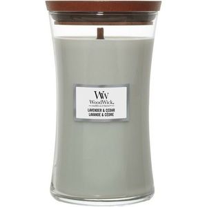 Lumânare parfumată vază mare WoodWick Lavender & Cedar, 609 g imagine