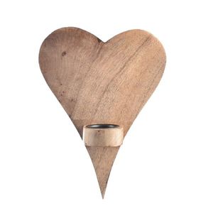 InDecor Sfeșnic de perete din lemn de mango, formăinimă, 20 x 9 x 28 cm imagine