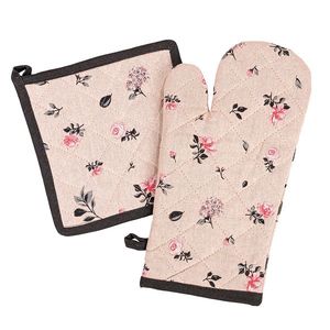 Mănușă de bucătărie și suport oală Flori, set 2 buc. imagine