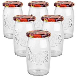 Set de 6 borcane cu capac pentru conserve, Fructe, 335 ml imagine