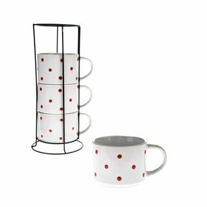 Set 4 cești din ceramică pe suport Buline imagine