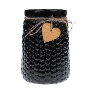 Vază din ceramică Wood heart negru, 12 x 17, 5 cm, negru imagine
