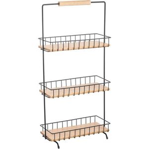 Suport de bucătărie cu trei etaje MSV Elie 29, 5 x 15, 5 x 58, 5 cm, negru imagine