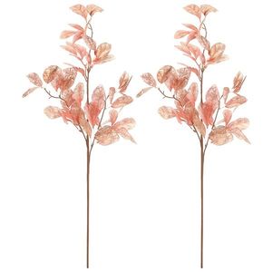 Set de ramuri de Crăciun cu frunze aurii, 2 bucăți, roz, 85 cm imagine