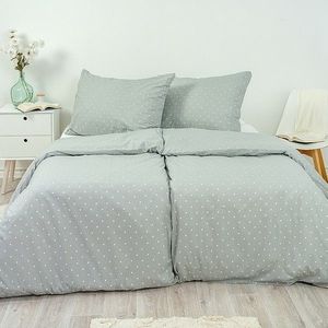 Stanex Lenjerie de pat din bumbac, cu buline gri, 140 x 220 cm, 70 x 90 cm imagine