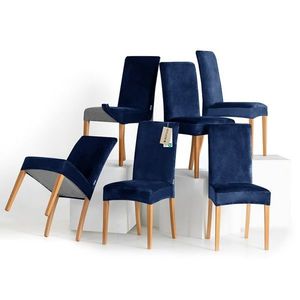 Restilo Husă pentru scaun Sento indigo, 48 x 48 x 58 + 10 cm, set de 6 bucăți, albastru închis imagine