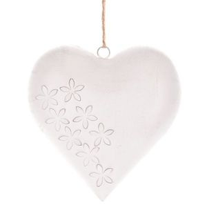 Decorațiune Inimă suspendată din metal 20 x 20 x 4 cm, albă imagine