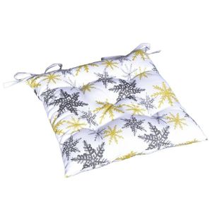 Pernă de scaun de Crăciun matlasată fulgii gri / auriu, 40 x 40 cm imagine