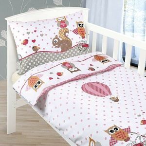 Bellatex Lenjerie de pat din bumbac pentru copiiBeáta Sovička roz, 100 x 135 cm, 45 x 60 cm imagine