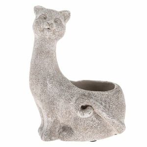 Ghiveci din beton Pisică, gri, 16, 5 x 22 x 13, 5 cm imagine