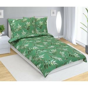 Lenjerie de pat din bumbac List verde, 140 x 200cm, 70 x 90 cm imagine