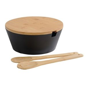 Kesper 92524 Salatieră cu tacâmuri și capac, neagră, diametru 26 cm imagine