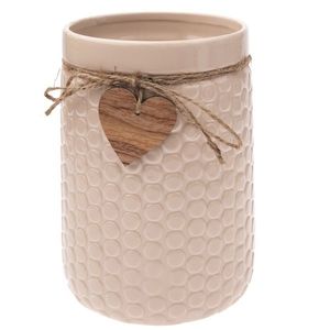 Vază ceramică Wood heart bej, 14 x 20 cm, bej imagine