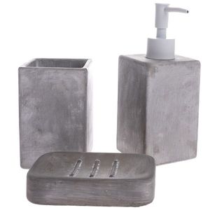 Set de accesorii de baie din ciment Bain, 3 piese, gri, gri imagine