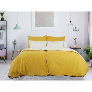 B.E.S. Petrovice Lenjerie de pat din bumbac Double face muștar/cafea imagine