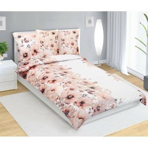 Bellatex Lenjerie de pat din satin, flori somon, 140 x 220 cm, 70 x 90 cm, 140 x 220 cm, 70 x 90 cm imagine