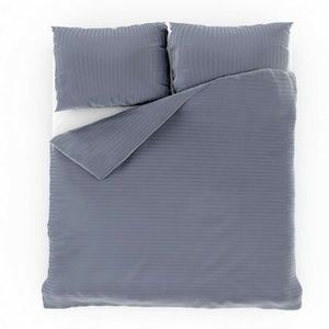 Kvalitex Lenjerie de pat din satin cu dungă griînchis, 220 x 200 cm, 2x 70 x 90 cm, 220 x 200 cm, 2 buc. 70 x 90 cm imagine