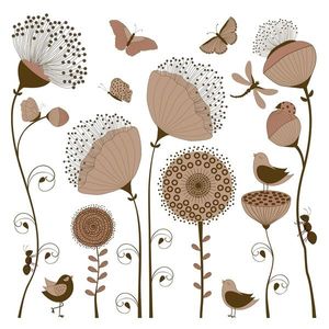 Decorațiune autoadezivă Simple Flowers, 30 x 30 cm imagine