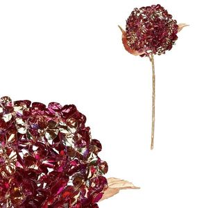 Hortensie artificială tăiată, cu auriu, floareviolet-aurie, 60 cm, mov imagine