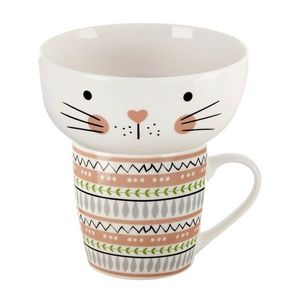 Orion Cană din porțelan cu farfurie Pisică, 0, 35 l imagine