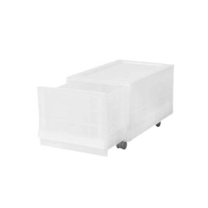 Cutie de depozitare modulară Wave Junior Mist curoți 43, 4 x 27, 2 x 22 cm, transparent, Îngust - 1 sertar - rotițe imagine