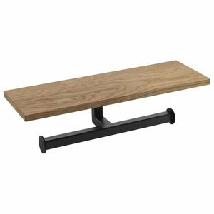 Suport dublu pentru hârtie igienică SAPHO Ska425 Ska cu raft 30 x 8 x 10 cm, negru mat / stejar imagine