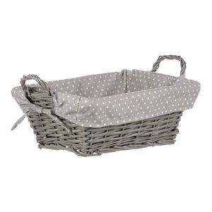 Coș de răchită cu țesătură gri, 35 x 25 x 13 cm imagine