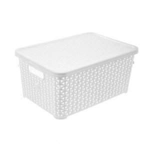 Orion Box cu capac RATAN, 10 l, alb, alb imagine