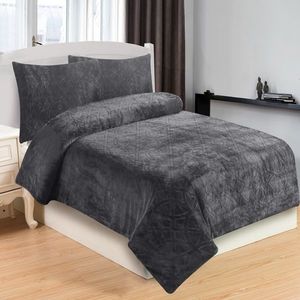 Lenjerie micro-pluș Symbol gri închis , 140 x 200 cm, 70 x 90 cm, gri închis imagine