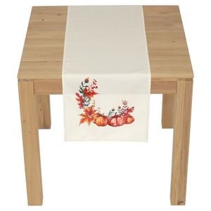 Traversă de masă Dovleac cu frunze, crem, 40 x 150 cm imagine