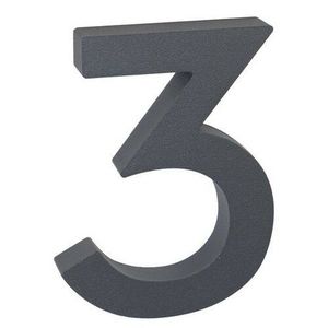 Număr casă 3 suprafață în relief, din aluminiu 3D imagine